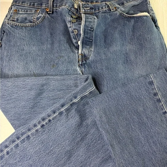 Levis 501 Jeans Mens 38x32 Blue Button Fly Straight Leg - Picture 5 of 9